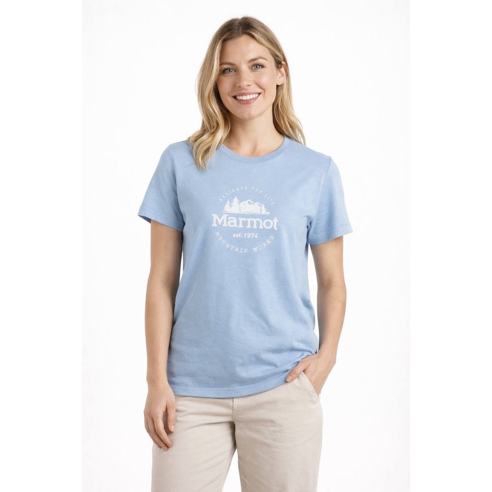 Marmot Womens Light Tide Blue Tee Large L Mountain Works NWT Light Weight